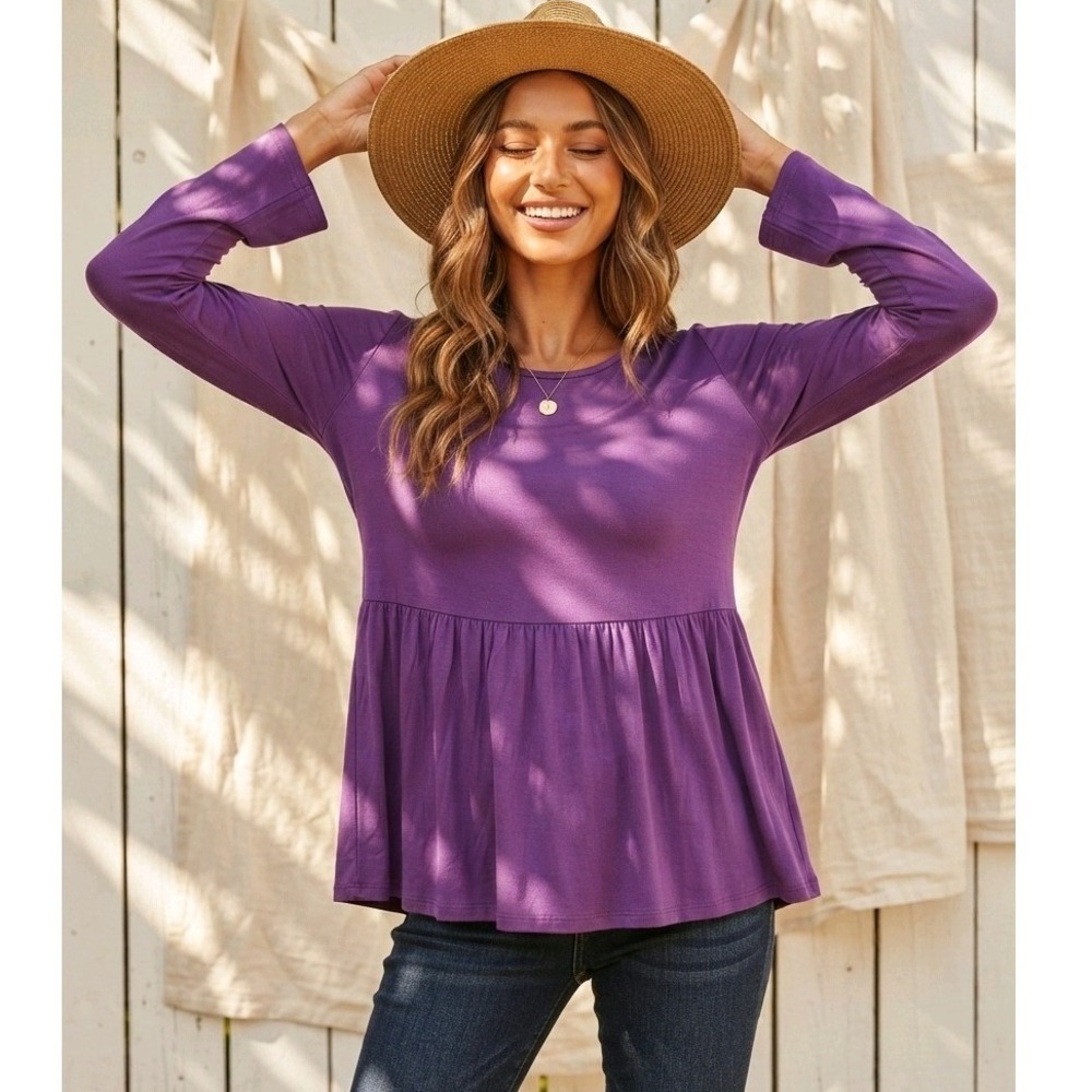 Joseph A Woman 3X Deep Pansy‎ Purple Peplum Tunic Top NWT J3F248771S